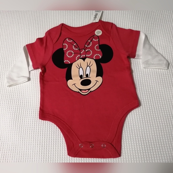 🔥SALE🔥 Navy Disney Minnie Mouse Baby Girl's Onesie NWT Sizes 0-3M, 3-6M - Picture 1 of 5